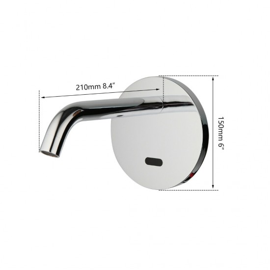 Afmeting sensorkraan wand model chroom