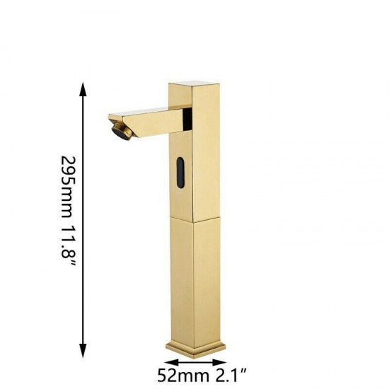 Afmetingen hoge sensor kraan goudkleurig