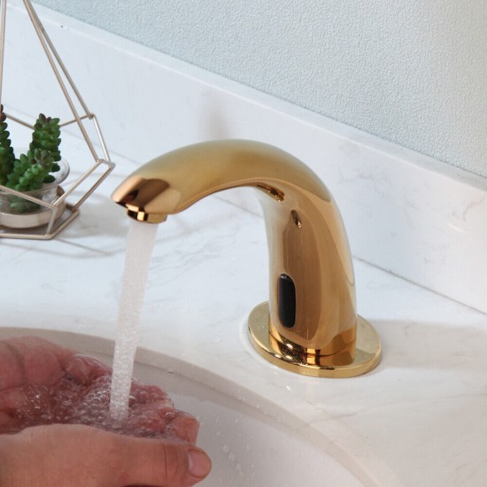 Goudkleurige sensorkraan rond gebogen 0