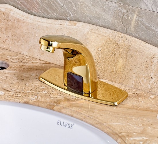 Gouden sensor kraan type Bella Design Koud en Warm Sensorkraan goudkleurig