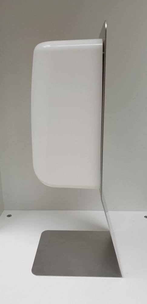 Zij aanzicht desinfectie zuil met sensor unit